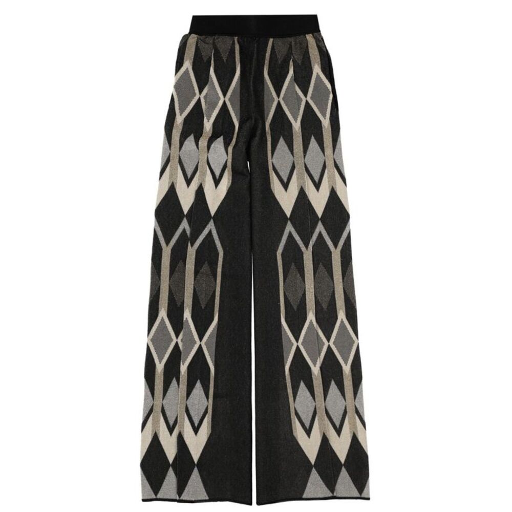 Circus Hotel Women Pants With Geometric Lamé Jacquard Design
